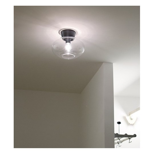 BULLO PLAFOND IP21 OXIDGRÅ/KLAR GLAS