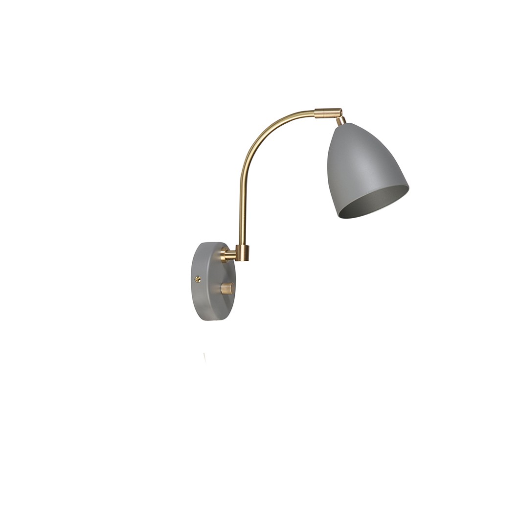 DELUXE VÄGGLAMPA VARMGRÅ/MÄSSING