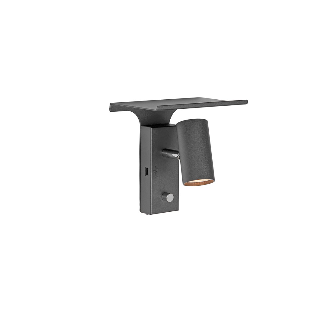 TYSON VÄGG USB VÄNSTER GRAFIT LED SLADD UT NER EXKL. HYLLA