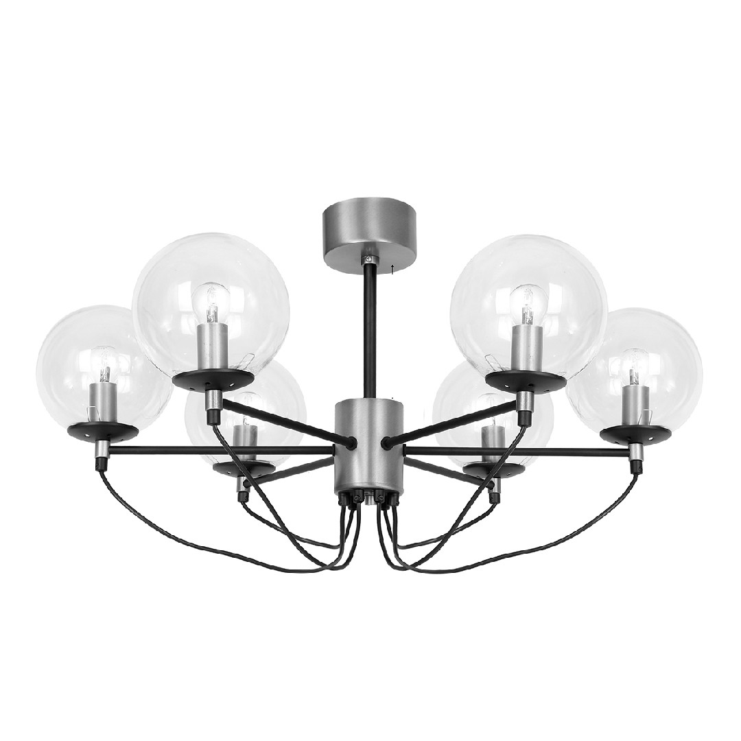 Perla 6 Taklampa Glas/Silver/Svart