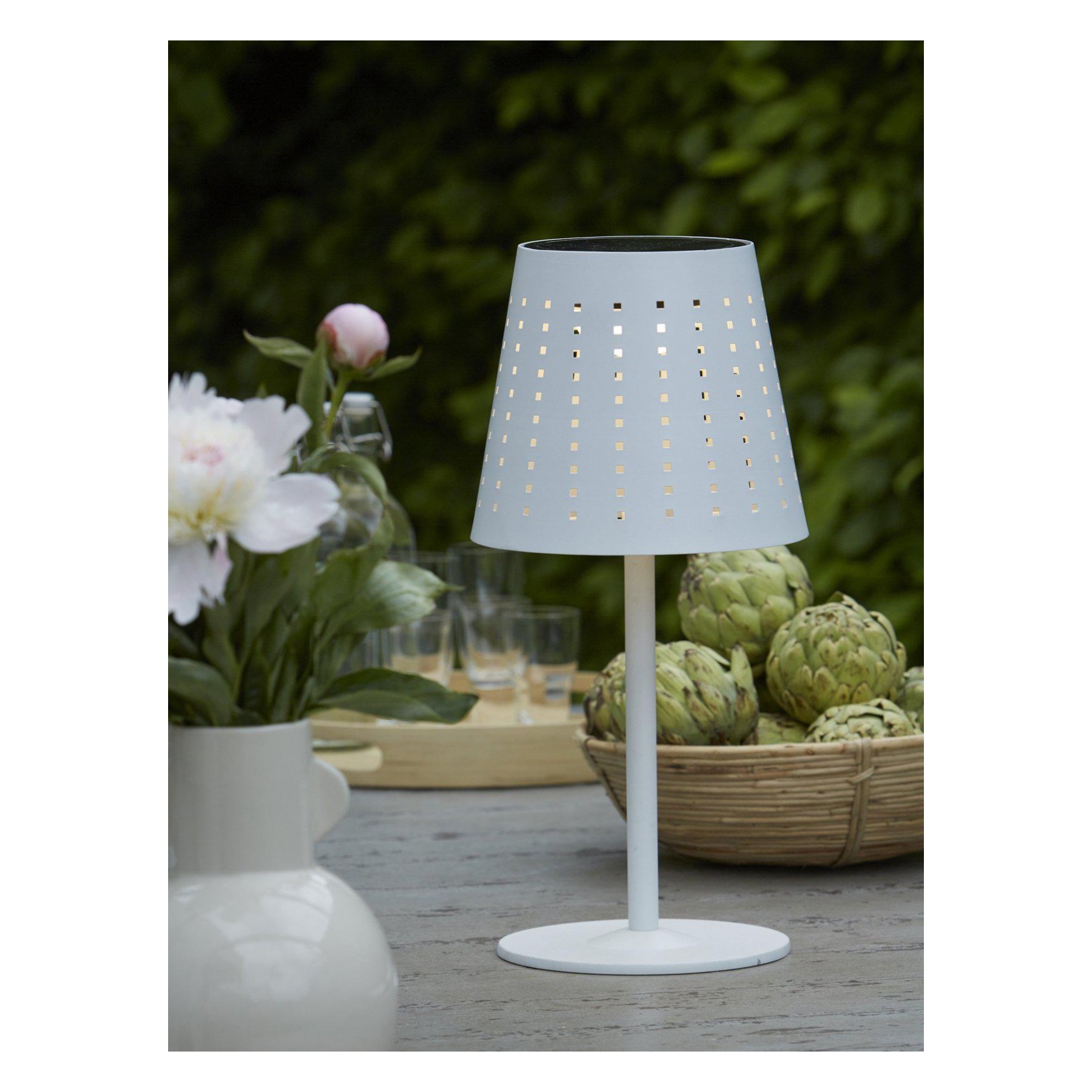 ALVAR UTOMHUSLAMPA Sol/USB Vit 48cm