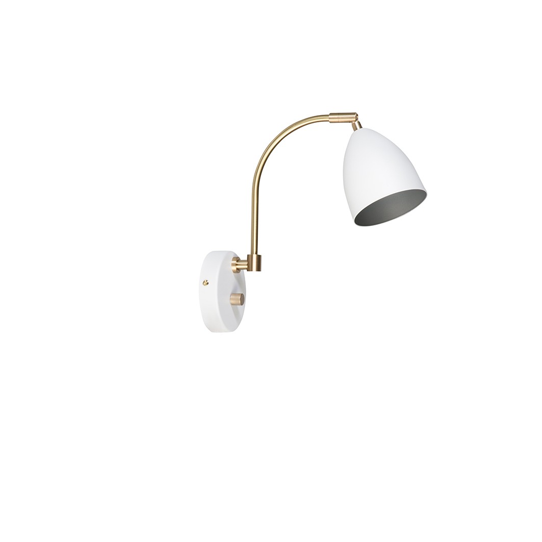 DELUXE VÄGGLAMPA VIT/MÄSSING