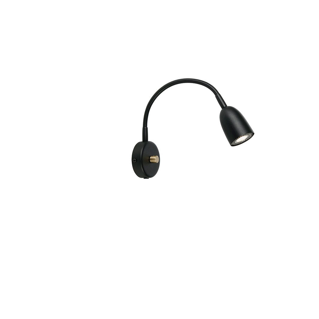 RADIELL VÄGGLAMPA SVARTSTR. MED SLANG LED 4W DIMBAR