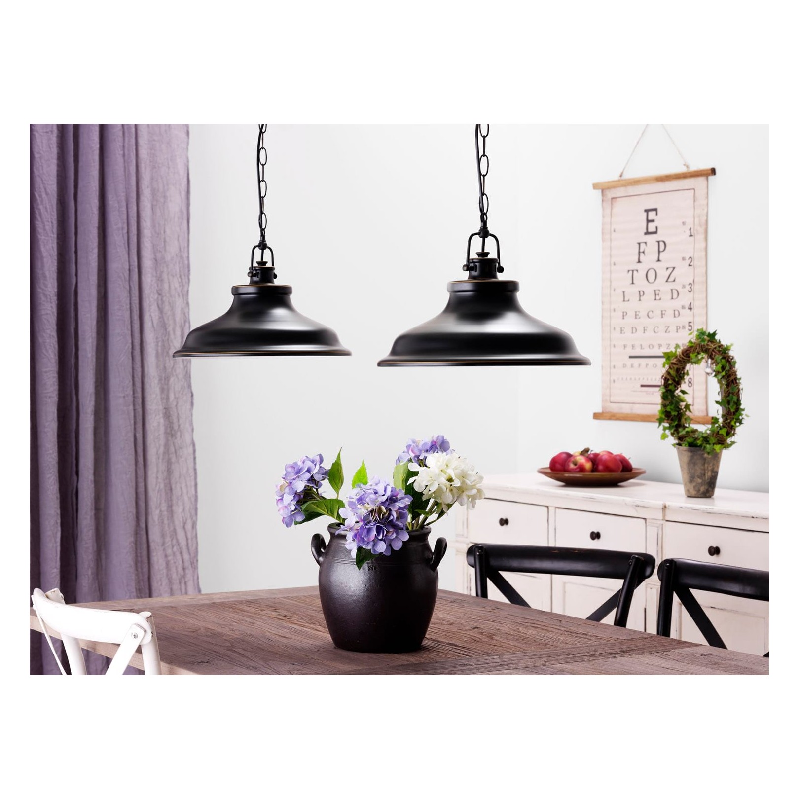 NEW HAVEN TAKLAMPA ANTIK SVART/GULD DEKOR