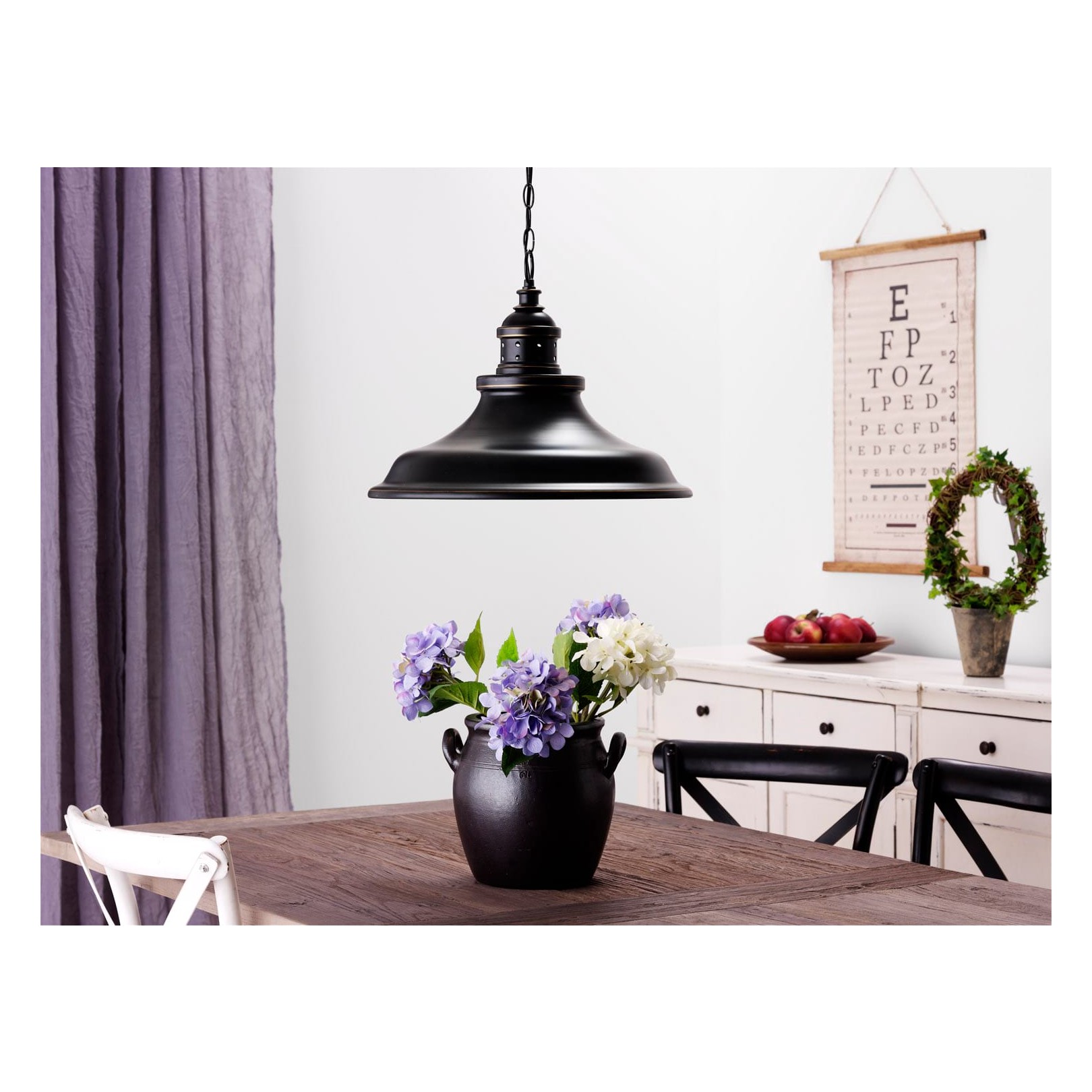 NEW HAVEN XL TAKLAMPA ANTIK SVART/GULD DEKOR