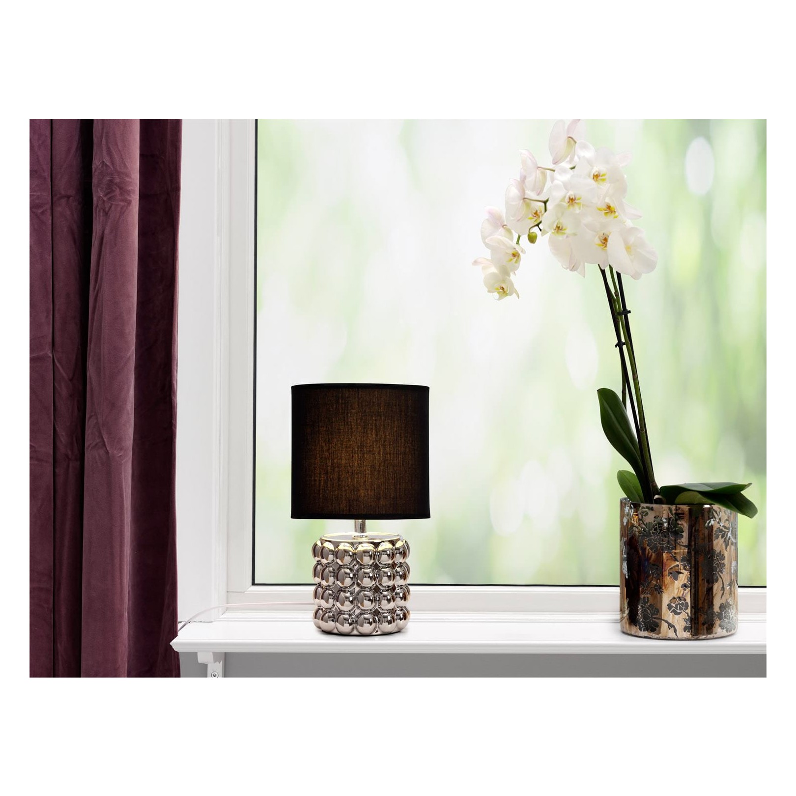 KUPOL BORDSLAMPA KROM/SVART SKÄRM