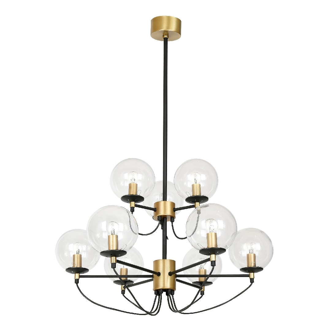 Perla 9 Taklampa Glas/Mässing/Svart
