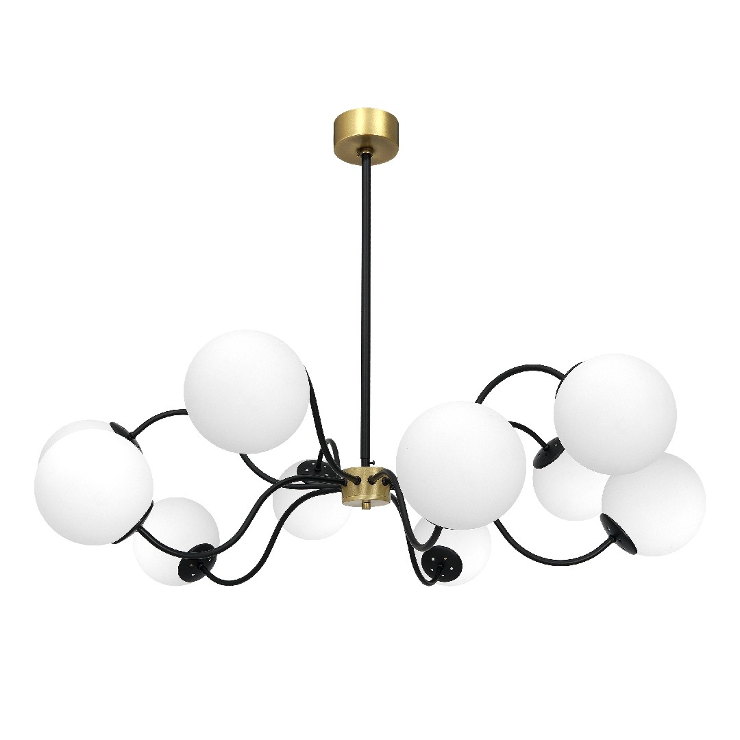 Octopus Taklampa Svart/Mässing/Opalglas