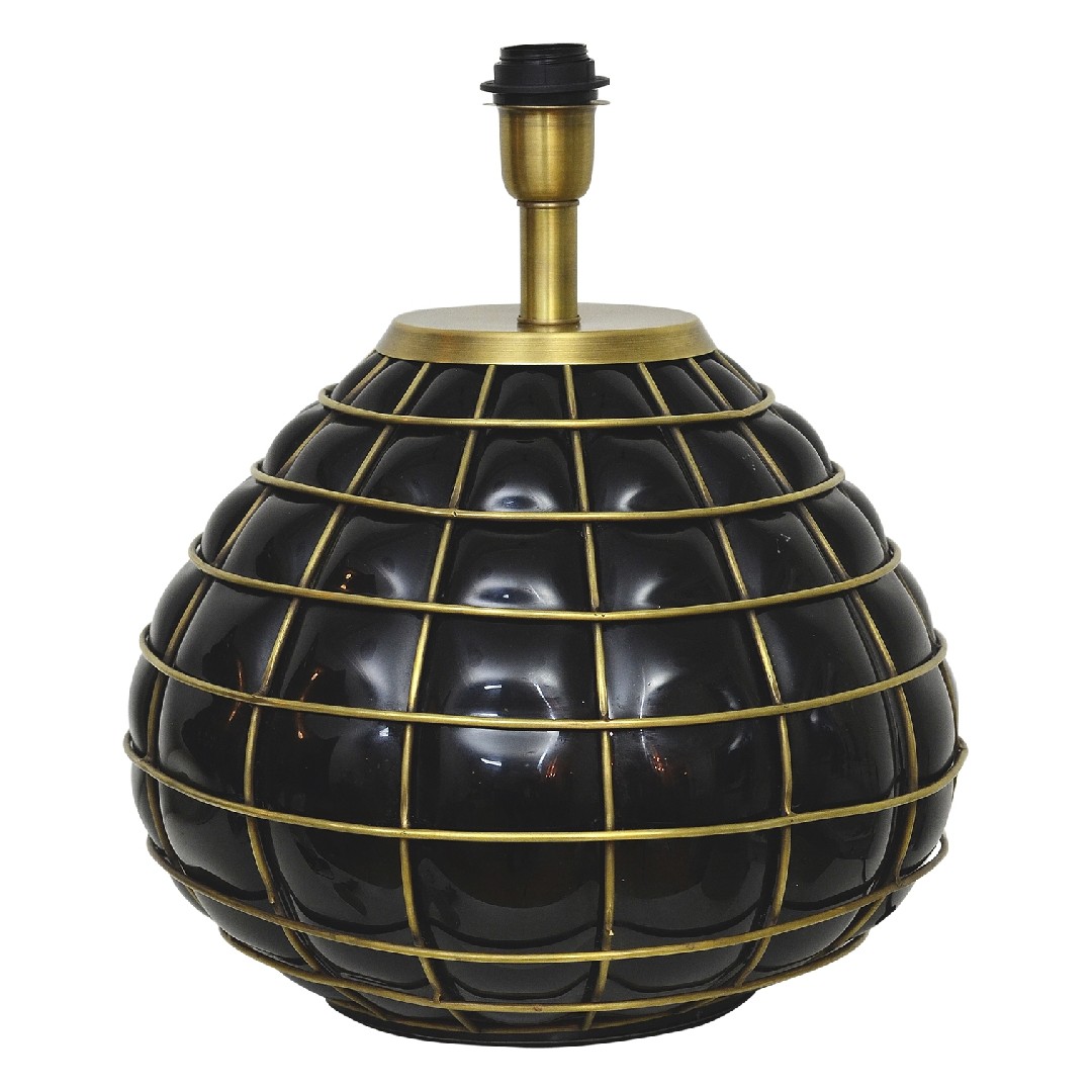 Gloria Lampfot Svart Glas/Mässing