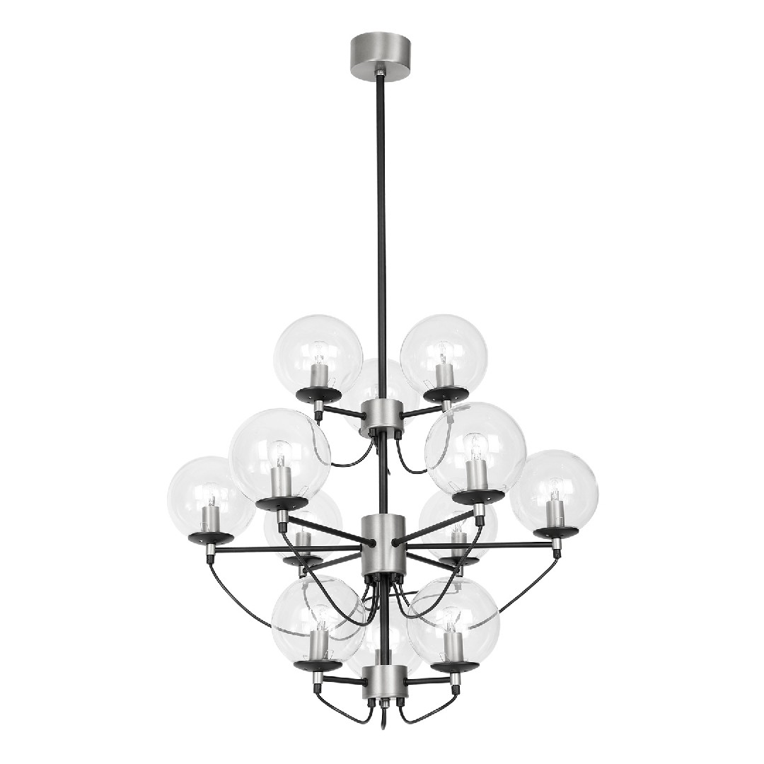 Perla 12 Taklampa Glas/Silver/Svart