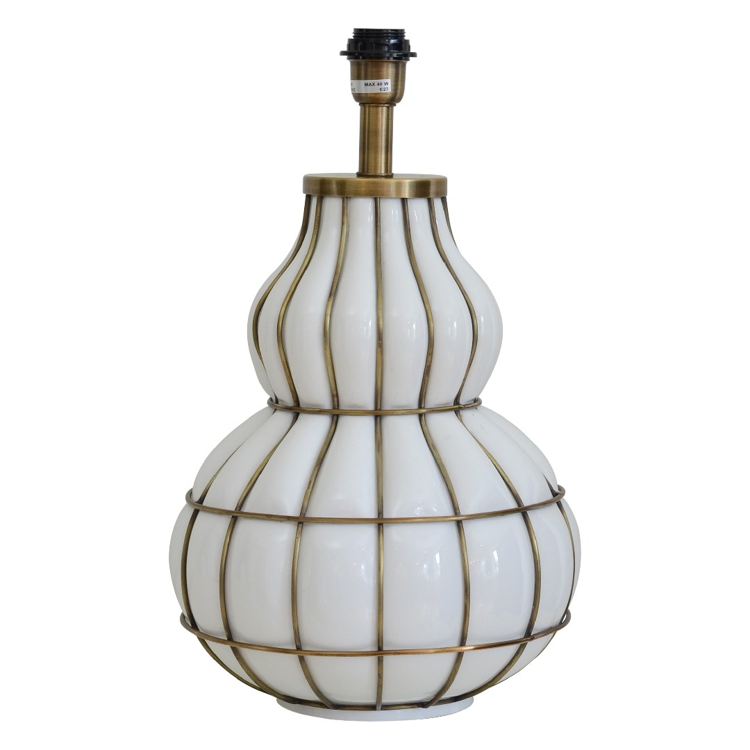 Beatrice Lampfot Vitt glas/Mässing