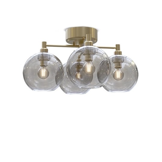 GLORIA PLAFOND D460 IP21 MÄSSING/RÖK GLAS