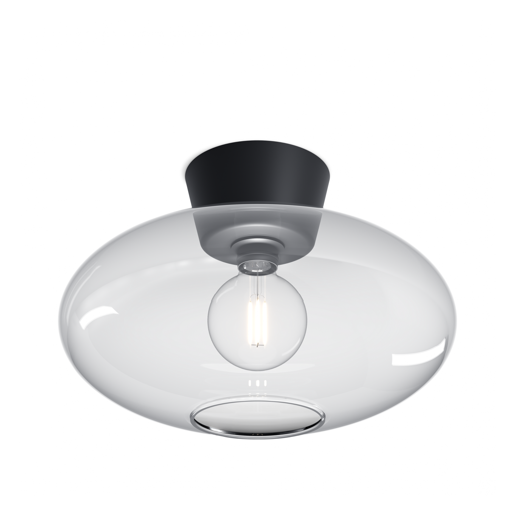 BULLO XL PLAFOND IP21 MATTSVART/KLAR GLAS