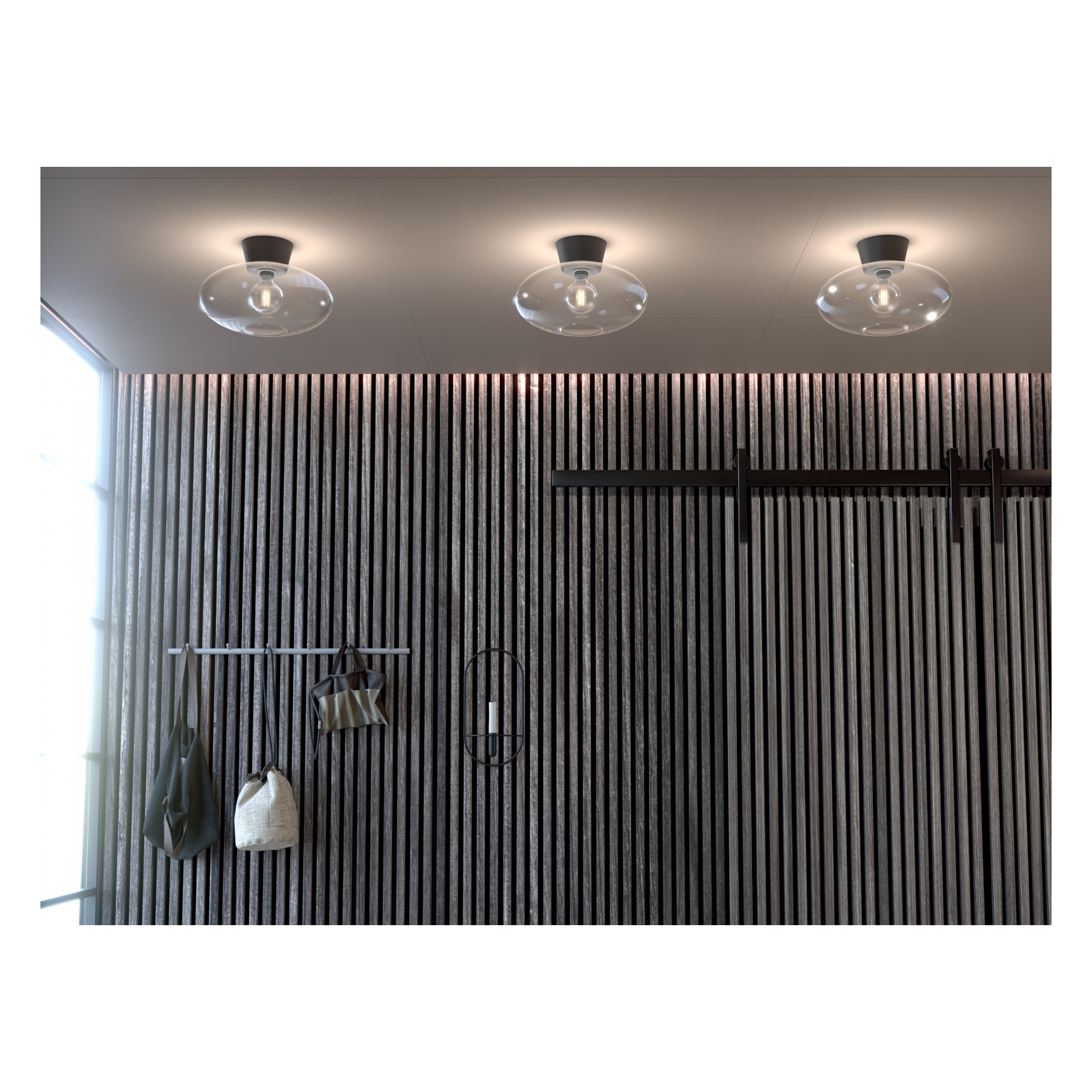 BULLO XL PLAFOND IP21 MATTSVART/KLAR GLAS