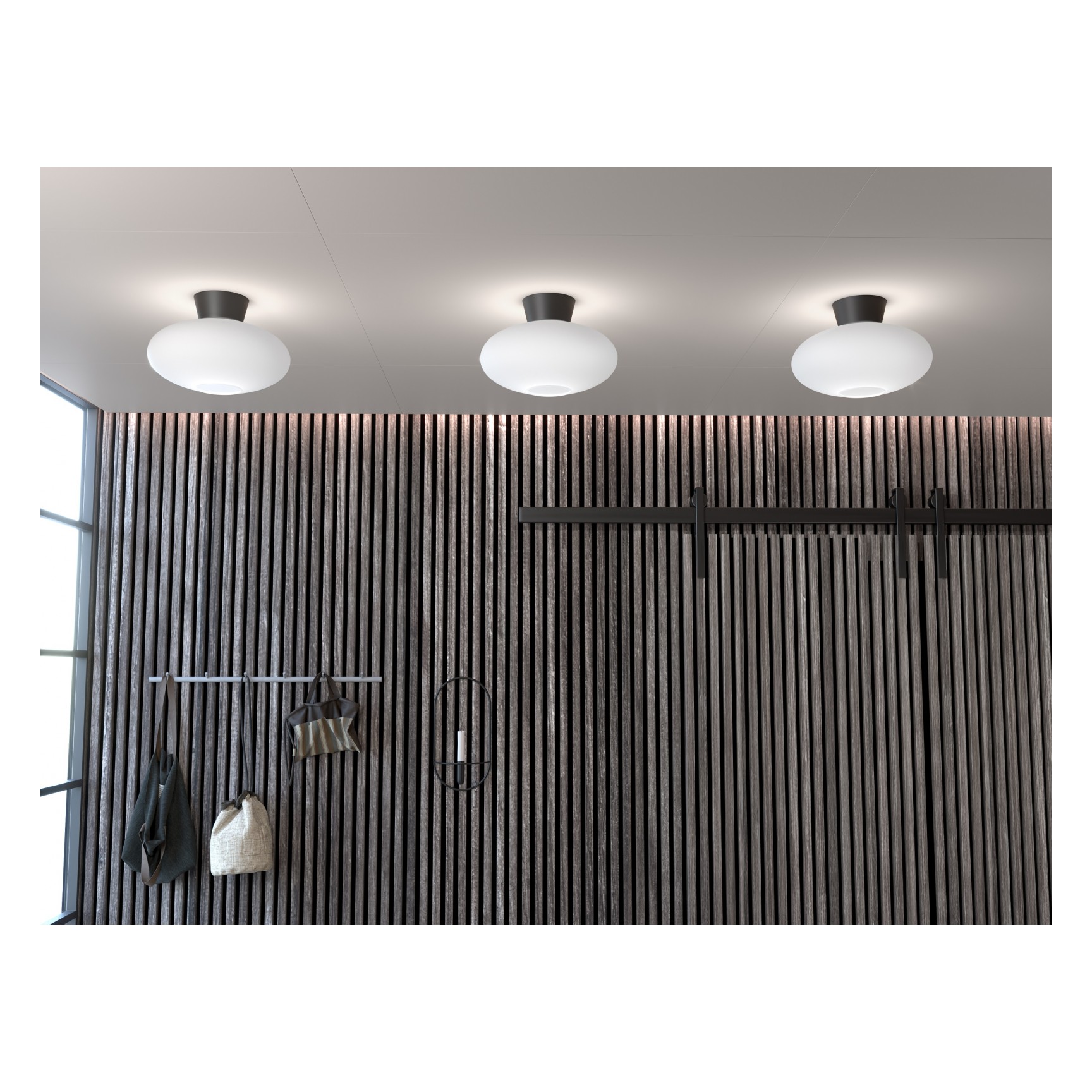 BULLO XL PLAFOND IP21 MATTSVART/OPAL GLAS