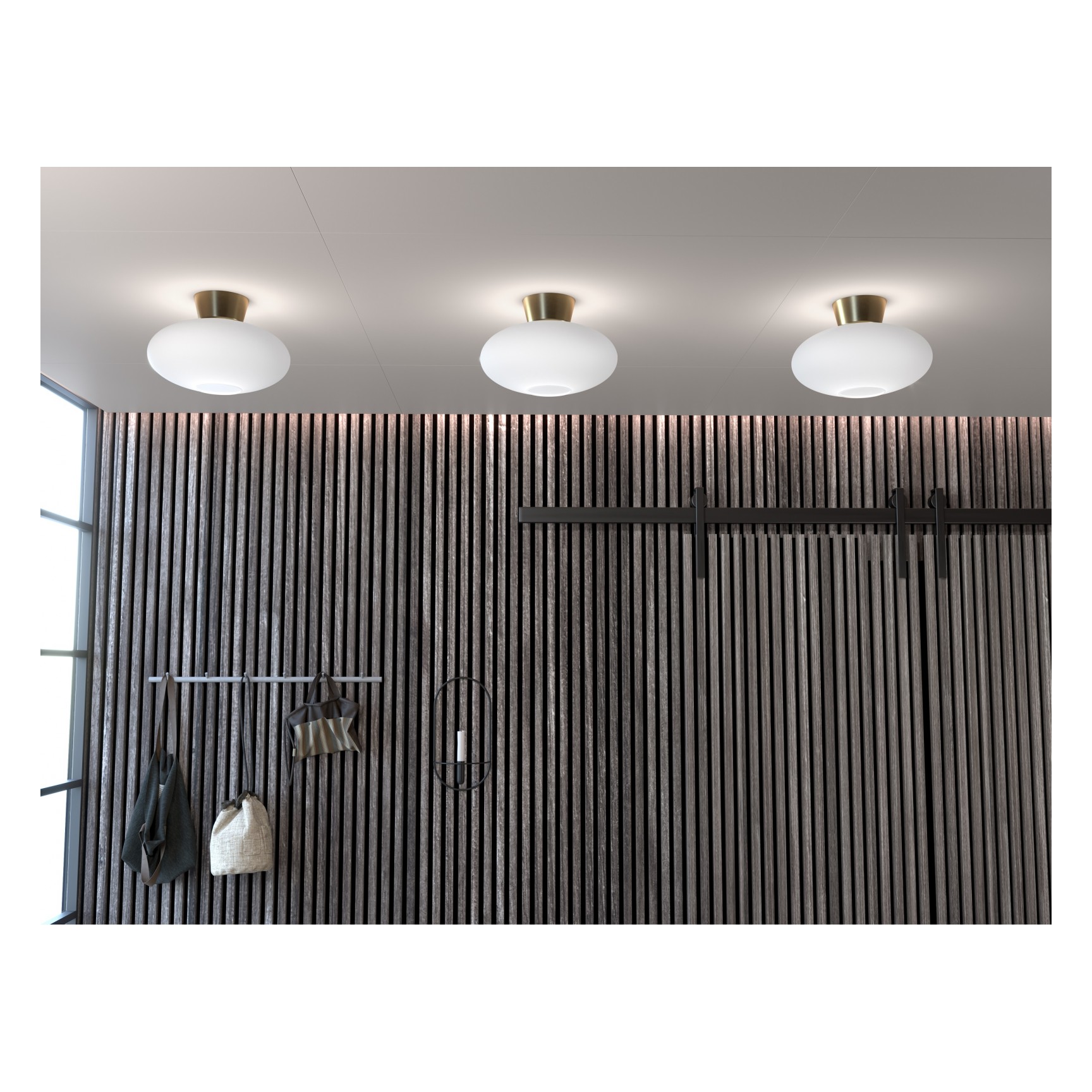 BULLO XL PLAFOND IP21 MÄSSING/OPAL GLAS