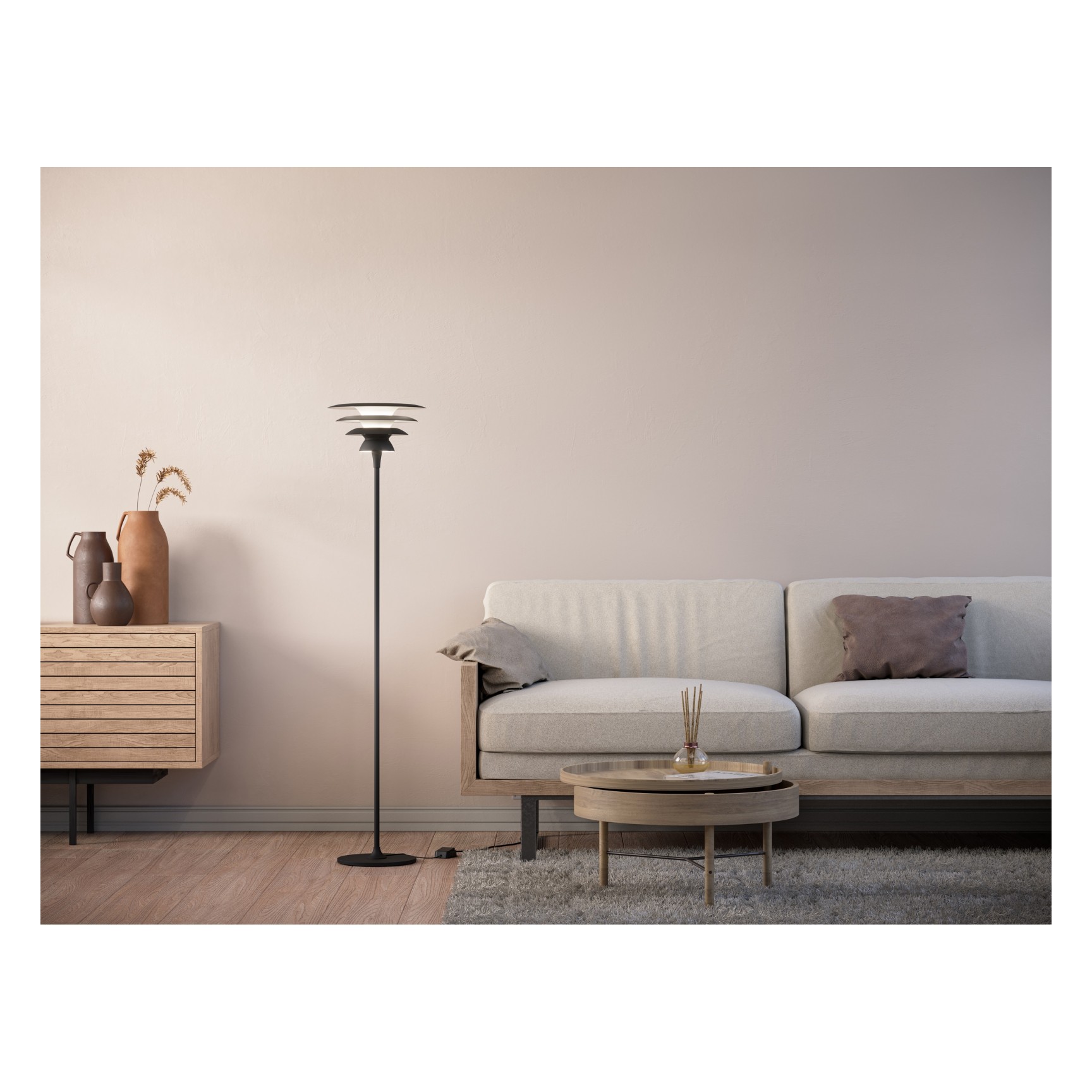 DAVINCI GOLVLAMPA D300 MATTSVART