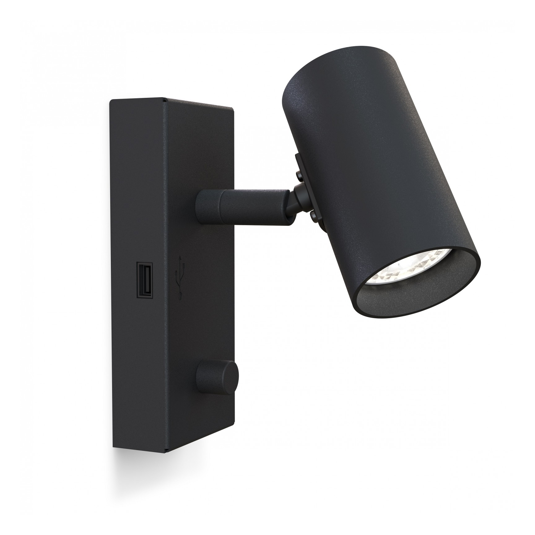 TYSON VÄGGLAMPA USB VÄNSTER SVARTSTRUKTUR