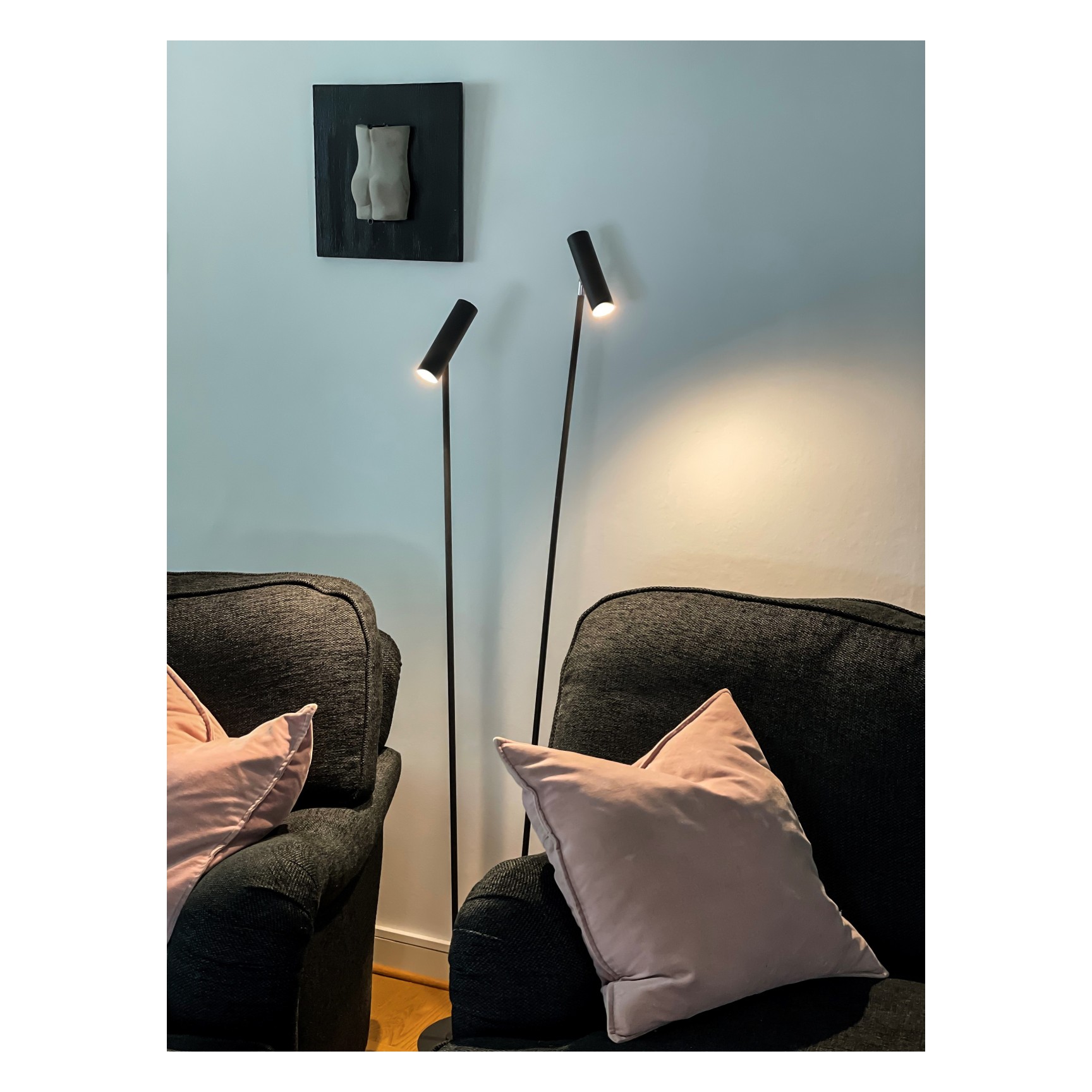 ARTIC Golvlampa Dubbel Svart/Krom