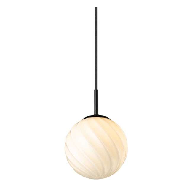 Twist Rund Pendel Ø15 Svart/Opal glas