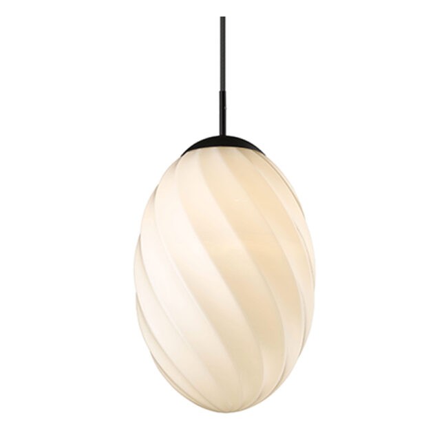 Twist Oval Pendel Ø25 Svart/Opal glas
