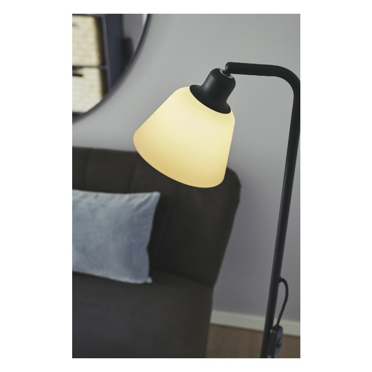 Carpenter Golvlampa Ø15 Svart/Opal glas