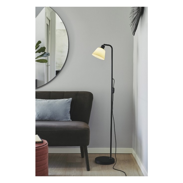 Carpenter Golvlampa Ø15 Svart/Opal glas