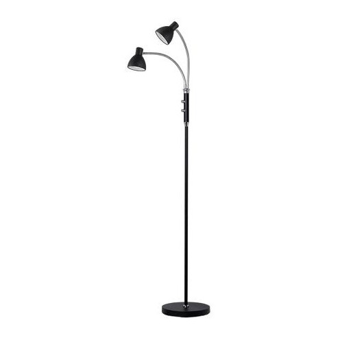 Hudson Golvlampa 2-arm Ø9 Svart/Krom