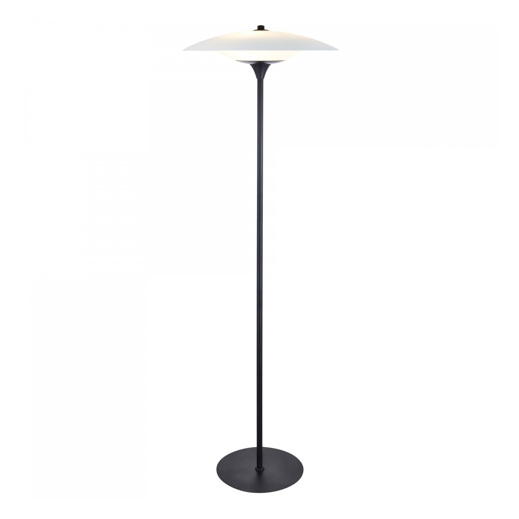 Baroni Golvlampa Ø46 Svart/Opal glas