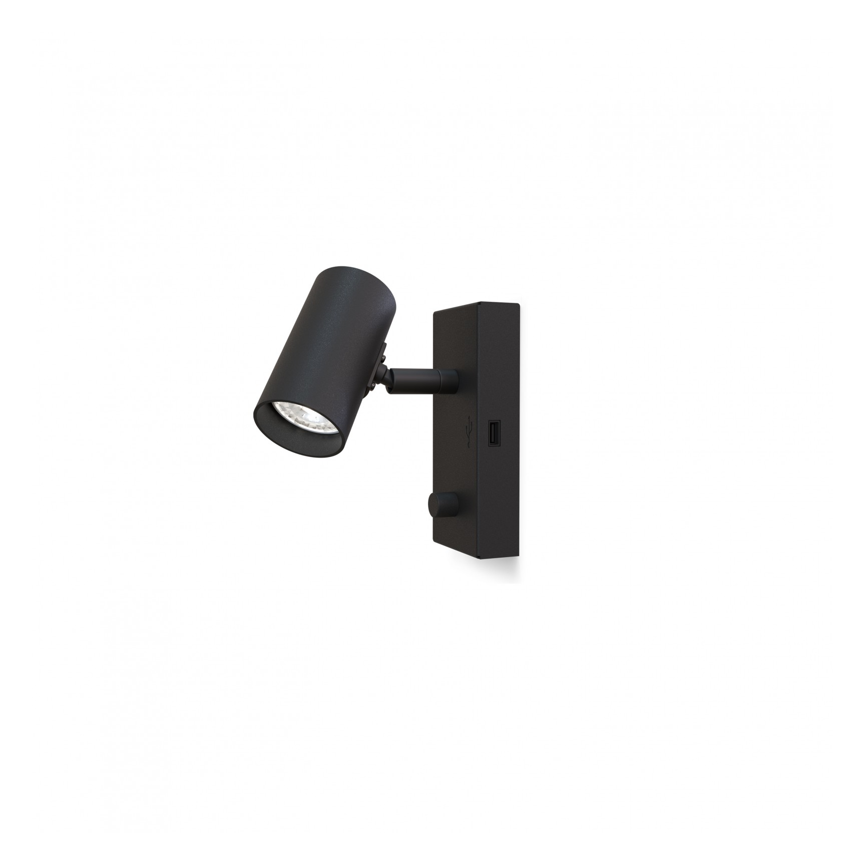 TYSON VÄGGLAMPA USB HÖGER SVARTSTRUKTUR GU10