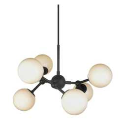 Atom Large Pendel 6-arm Ø57 Svart/Opal glas Atom Large Pendel 6-arm Ø57 Svart/Opal glas